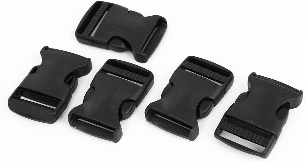 LinkMejor Plastic 1 1/4" Wide Webbing Strap Side Release Buckle 5Pcs Black