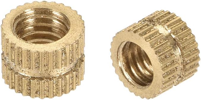 Knurled Insert Nuts, M6 x 6mm(L) x 8mm(OD) Female Thread Brass Embedment Assortment Kit, 40 Pcs