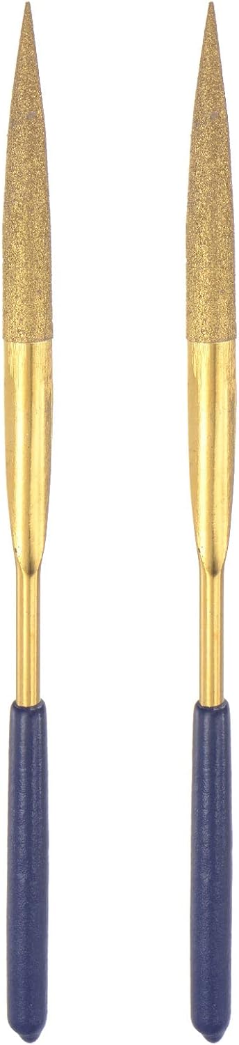 Diamond Needle Files, 4mm x 160mm Titanium Coated Half Round Files Hand Tool with TPU Handle for Metal Stone Wood 2pcs