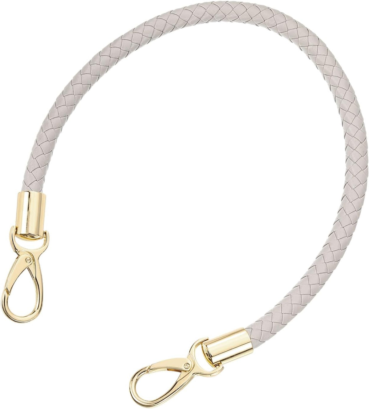 Leather Purse Strap, 1Pc 50cm/19.69" Short Leather PU Braided Purse Replacement Handle with Metal Buckles for Underarm Bags, Handbags (Light Gray Strap + Gold Clasp)