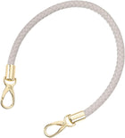 Leather Purse Strap, 1Pc 50cm/19.69" Short Leather PU Braided Purse Replacement Handle with Metal Buckles for Underarm Bags, Handbags (Light Gray Strap + Gold Clasp)