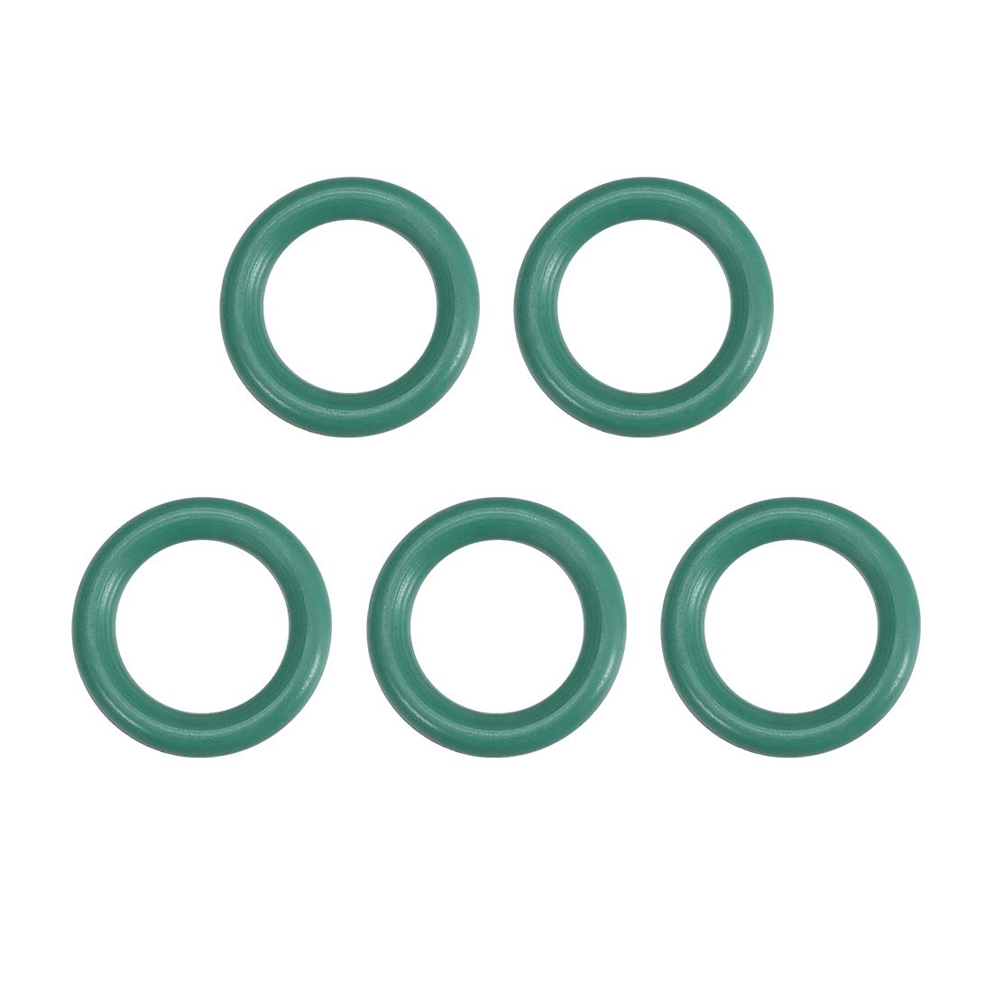 Fluorine Rubber O-Rings, 12mm OD 7.2mm ID 2.4mm Width FKM Seal Gasket for Machinery Plumbing, Green, Pack of 5