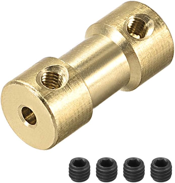 2.3mm to 4mm Bore Rigid Coupling, 20mm Length 9mm Diameter, Copper Shaft Coupler Connector, Brass Tone 4Pcs