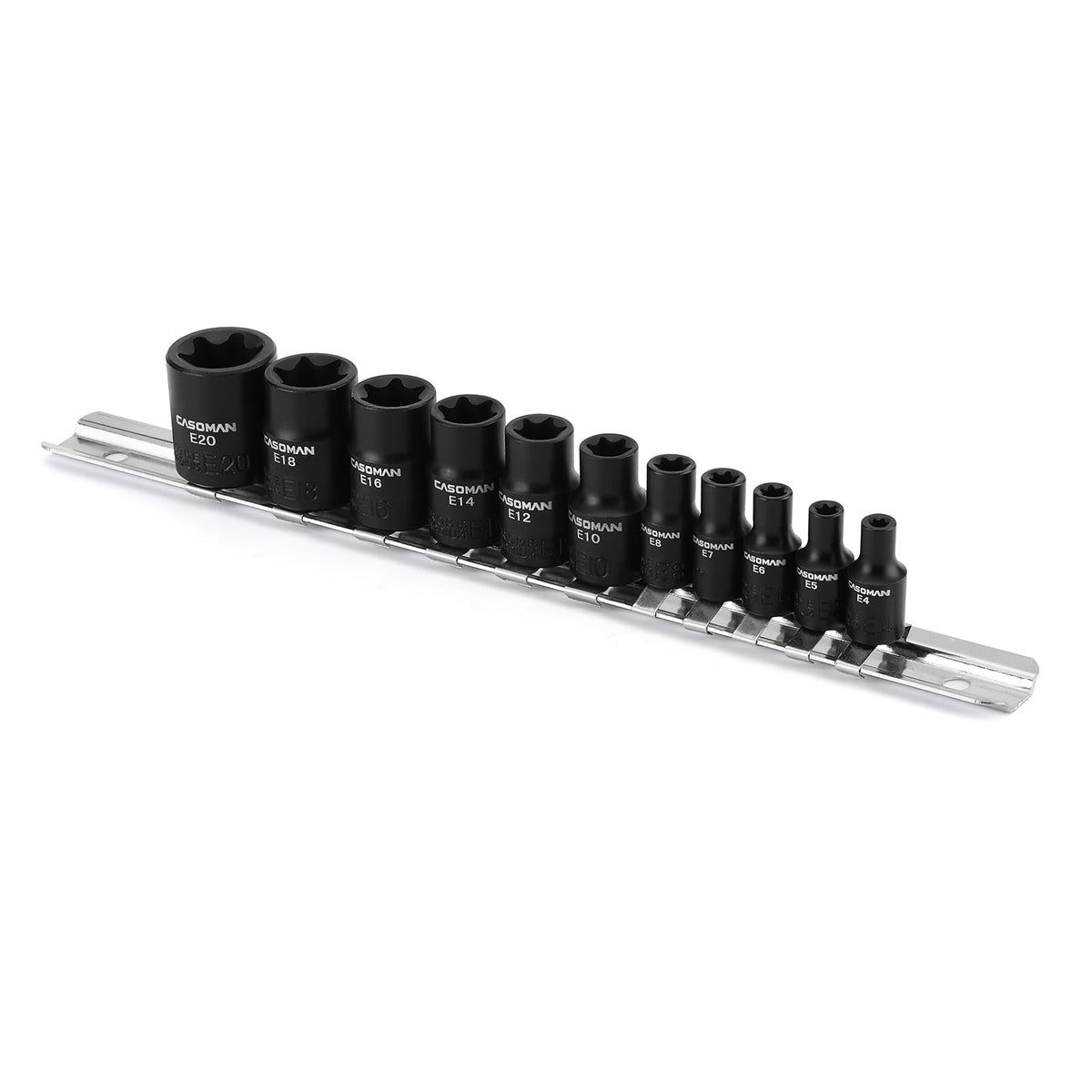 LinkMejor 11PCS Female Torx Socket Set, E Torx & Star Socket Set with Rail, E4 - E20 Torque Sockets