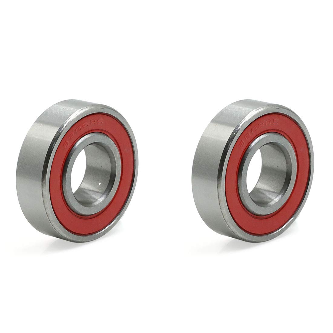 2pcs 6203RS 17x40x12mm Red Rubber Sealed Deep Groove Ball Roller Bearings