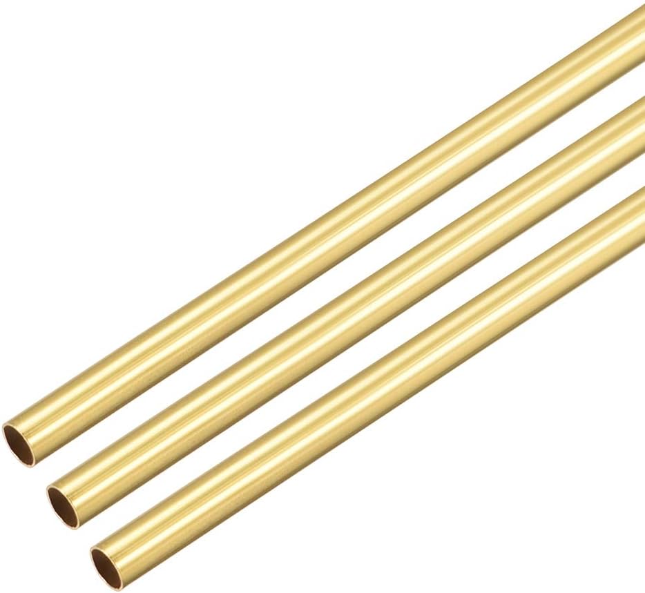 Brass Round Tube, 300mm Length 3.5mm OD 0.2mm Wall Thickness, Seamless Straight Pipe Tubing 3 Pcs