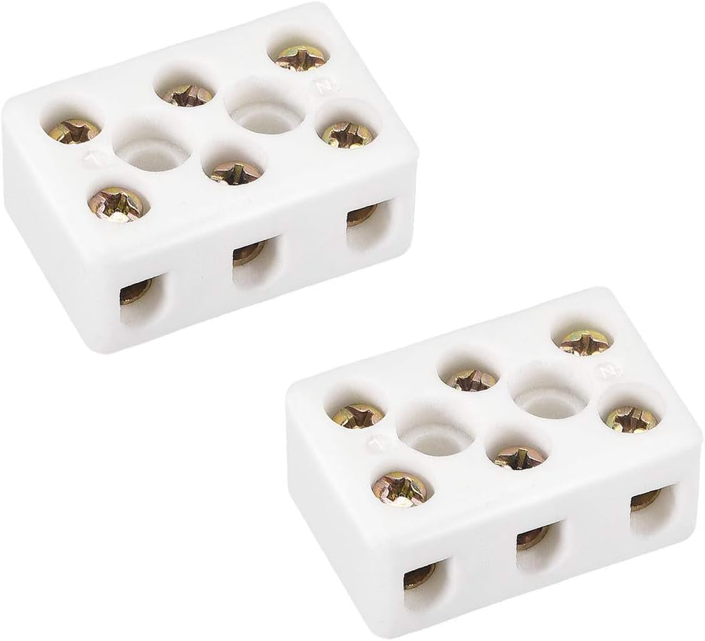 3 Way Ceramics Terminal Blocks High Temp Porcelain Ceramic Connectors 2pcs