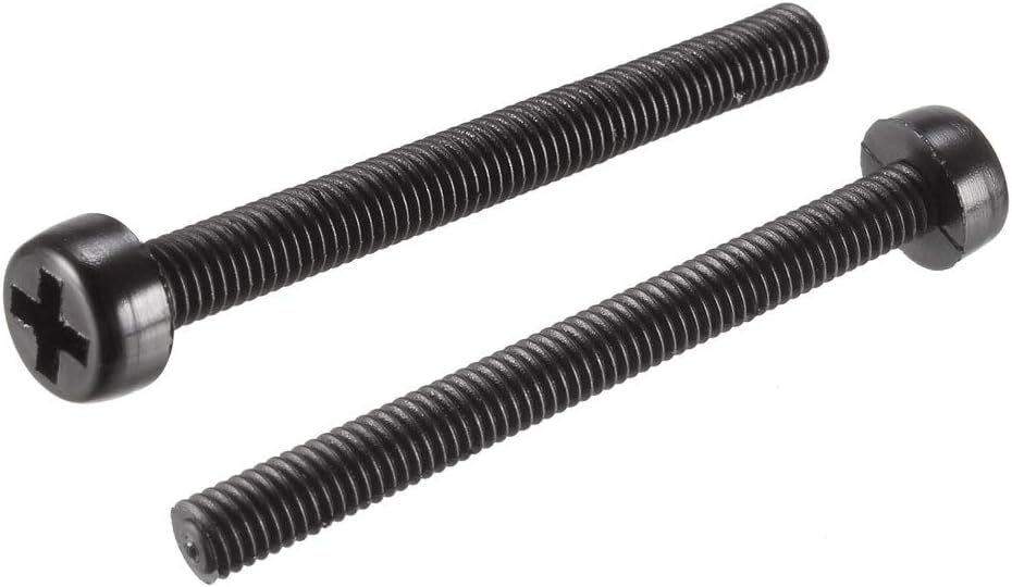 M3x30mm Phillips Round Head Nylon Machine Screw Bolt Fastener Black 100pcs