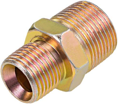 Reducing Pipe Fitting - Reducer Hex Nipple - 3/4 X 1/2 BSP Male Connector Zinc Finish Plating