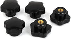 M8 Female Thread 37mm Star Head Dia Clamping Knob Grip Black 5pcs