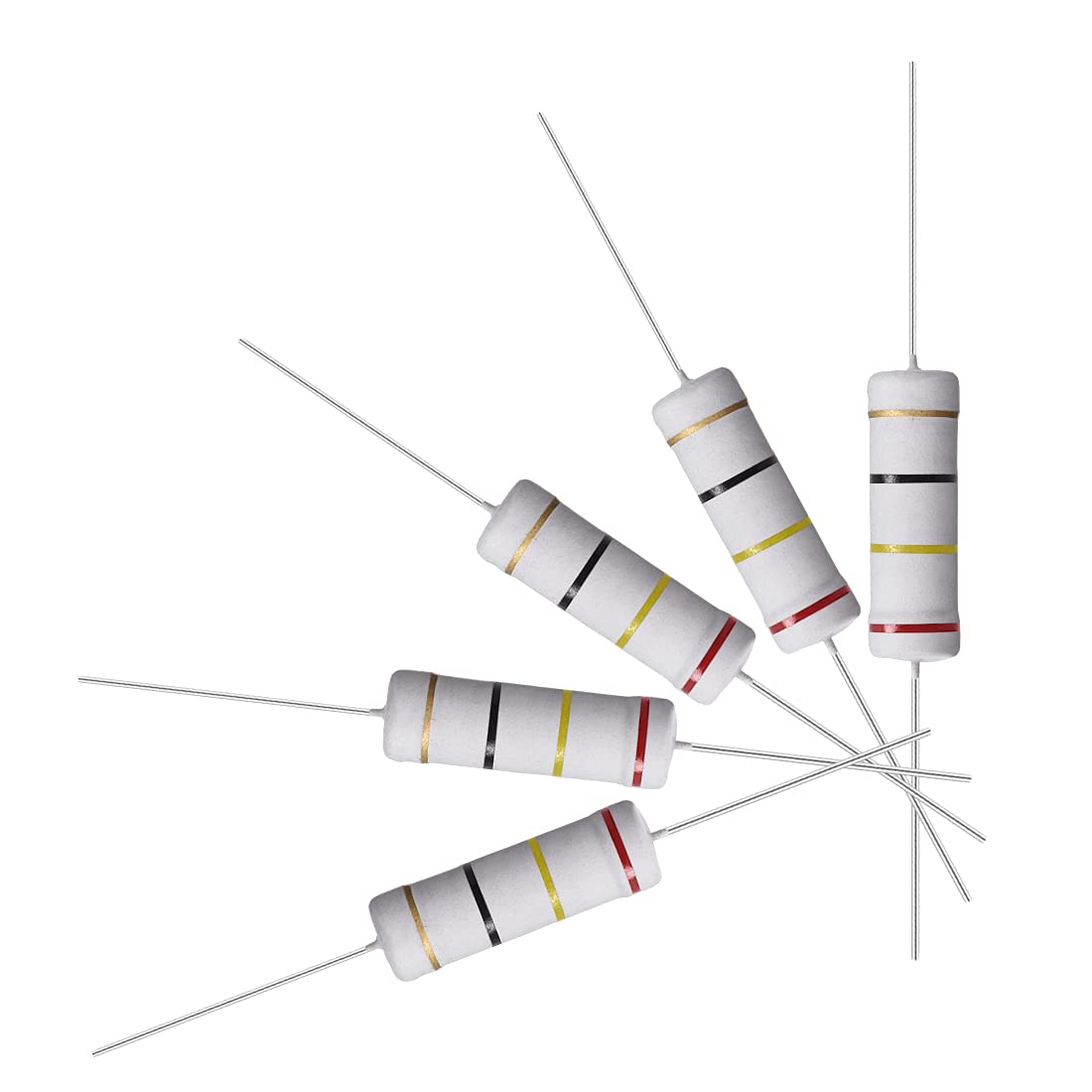 10Pcs 24 Ohm Resistor, 5W 5% Tolerance Metal Oxide Film Resistors, Lead, Flame Proof for DIY Electronic Projects and Experiments