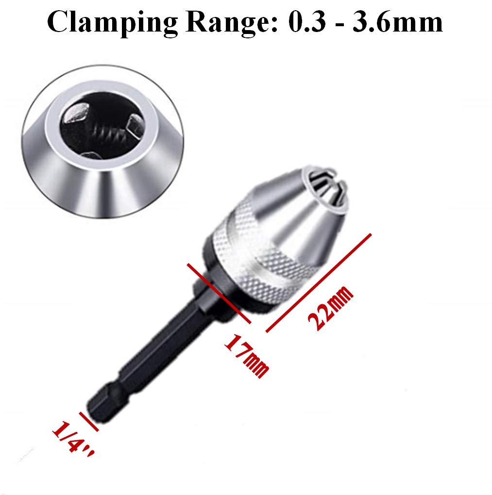 LinkMejor Mini Drill Chuck Adapter Impact Driver Keyless (0.6-8mm,0.3-3.6mm)