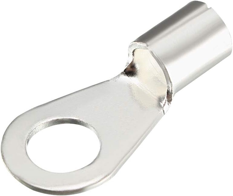 Copper Wire Lugs,12 AWG OT4-5,Bolt Hole,Battery Cable Ends Eyelets Crimp Tubular Ring Terminals Connectors Silver Tone 10Pcs