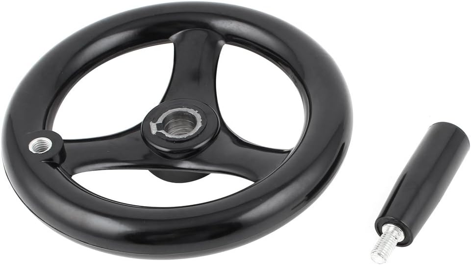 16mmx160mm Black 3 Spoked Lathe Handwheel Hand Wheel with M10 Handle