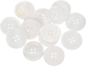 14pcs Natural Shell Buttons, 4 Hole Mother of Pearl Buttons 25mm Sewing Craft Button for Shirt Bag DIY Sewing Crafts Decoration, White