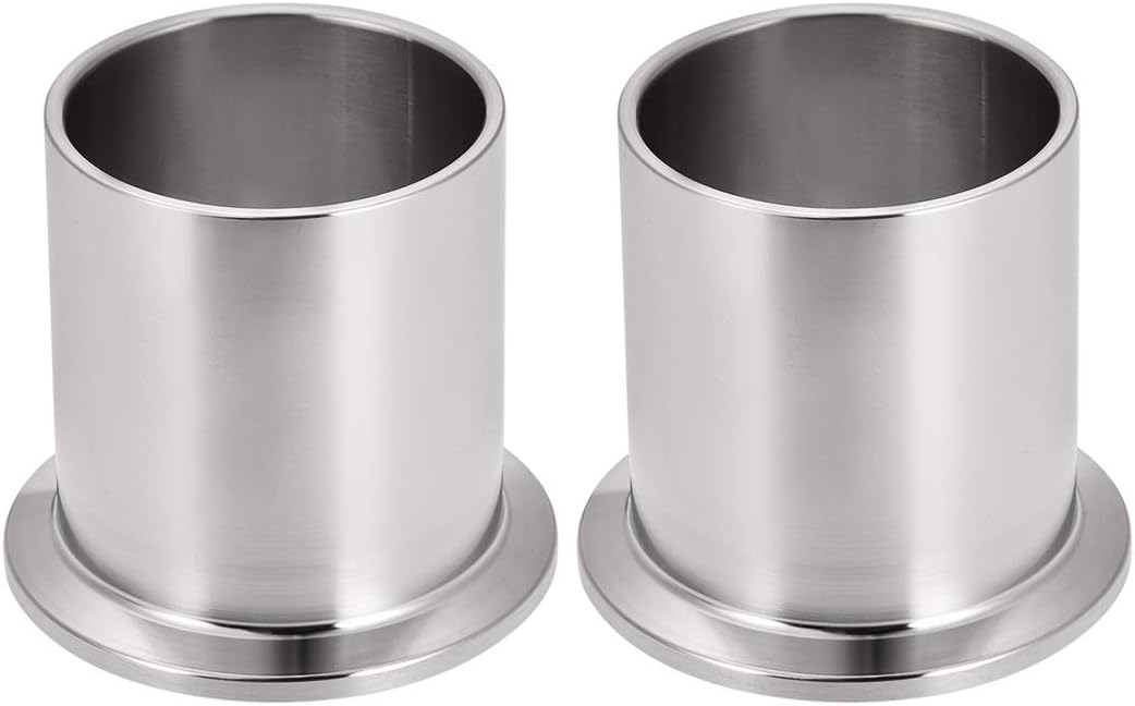 304 Stainless Steel Fitting Long Weld Clamp Ferrule Fits Clamp 44mm x 50mm 2Pcs