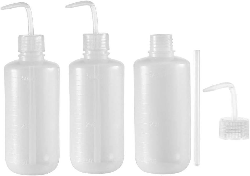 Plastic Wash Bottle Squeeze Bottle Plant Flower Succulent Watering Bottle 500ml/17oz LDPE Lab Tip Liquid Storage, Pack of 3