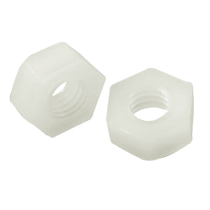 10 Pcs White Plastic 5mm Inner Dia Hexagonal Fasteners Screw Nuts