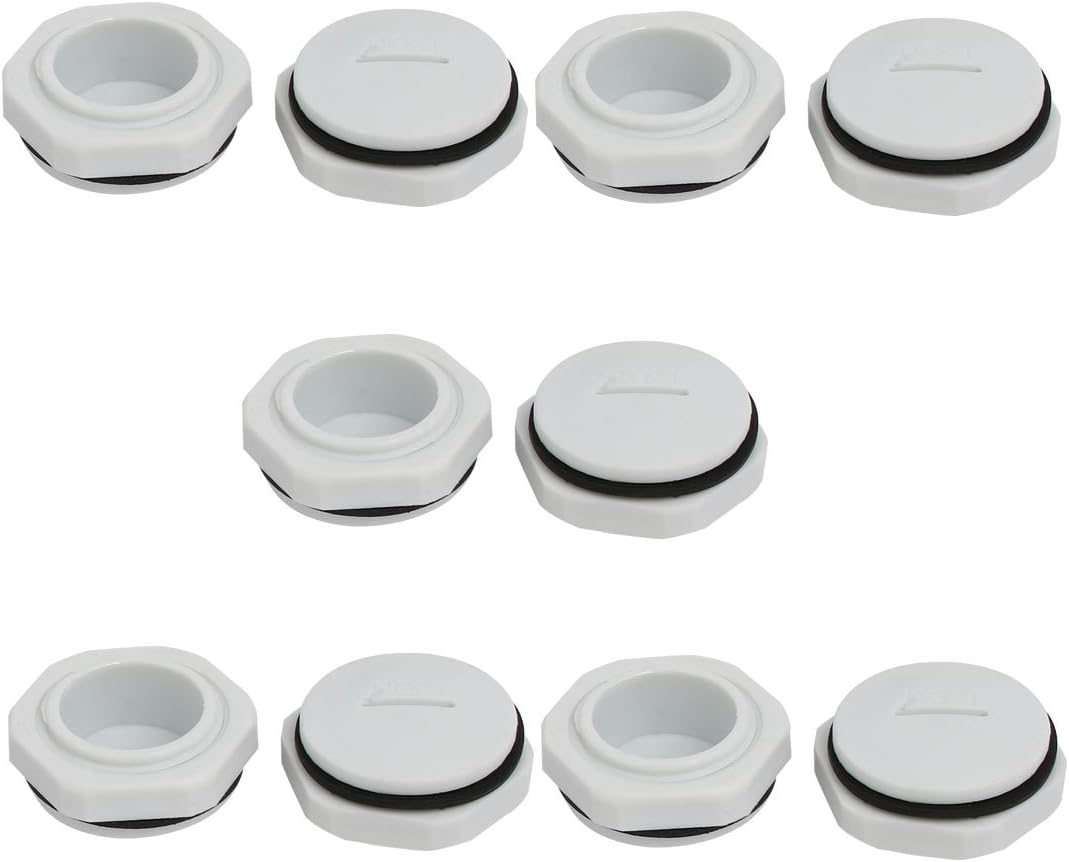 PG21 Nylon Male Threaded Cable Gland Screw End Cap Cover Gray 10pcs