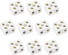 2 Way Ceramics Terminal Blocks High Temp Porcelain Ceramic Connectors 21.5x19.5x14.2mm for Electrical Wire Cable 10 Pcs