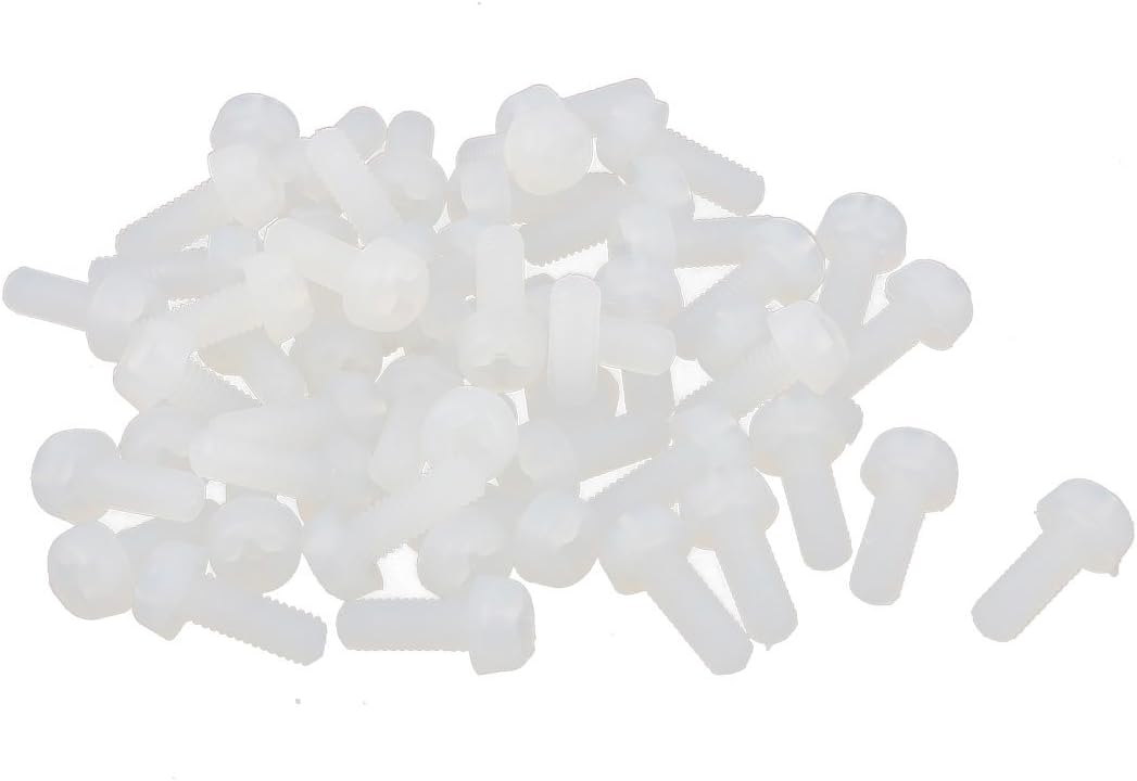 M3 x 8mm Nylon 6/6 Phillips Drive Machine Screw grey white 50pcs