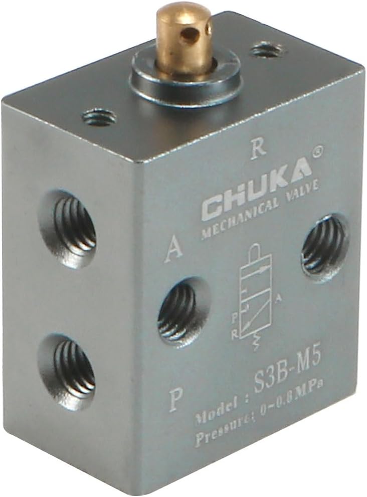 2 Position 3 Way M5 Manual Handle Control Pneumatic Solenoid Mechanical Valve,S3B-M5