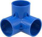 3-Way Elbow PVC Pipe Fitting Furniture Grade 50mm Size Tee Corner Fitting Blue
