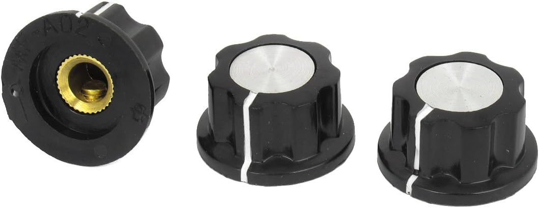 3 Pcs 6mm Shaft Hole 19mm Cap Dia Amplifier Potentiometer Knobs Black