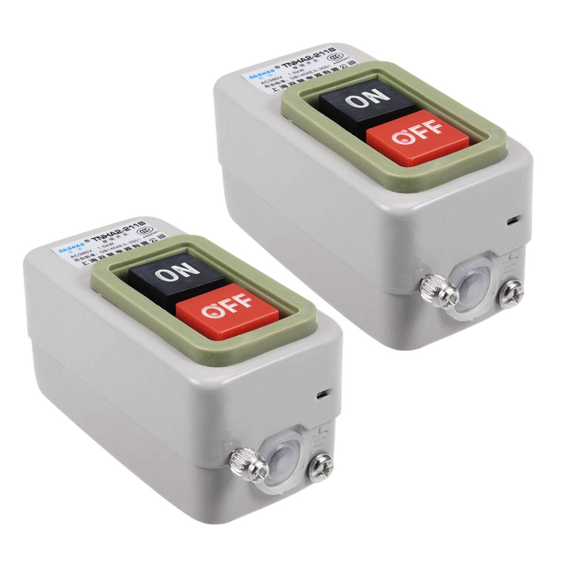 ON-Off Latching Power Push Button Switch 10A 1.5KW 3 Phase for Electric Tools 2pcs