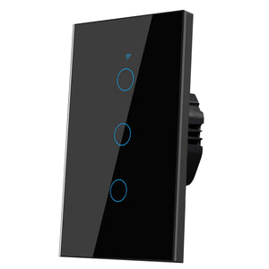 LinkMejor 2.4GHz WiFi Smart Wandtaster Lichtschalter (Glaspanel, Alexa Multi-Control kompatibel, Kompatibel mit mehreren Plattformen) (3-Wege)