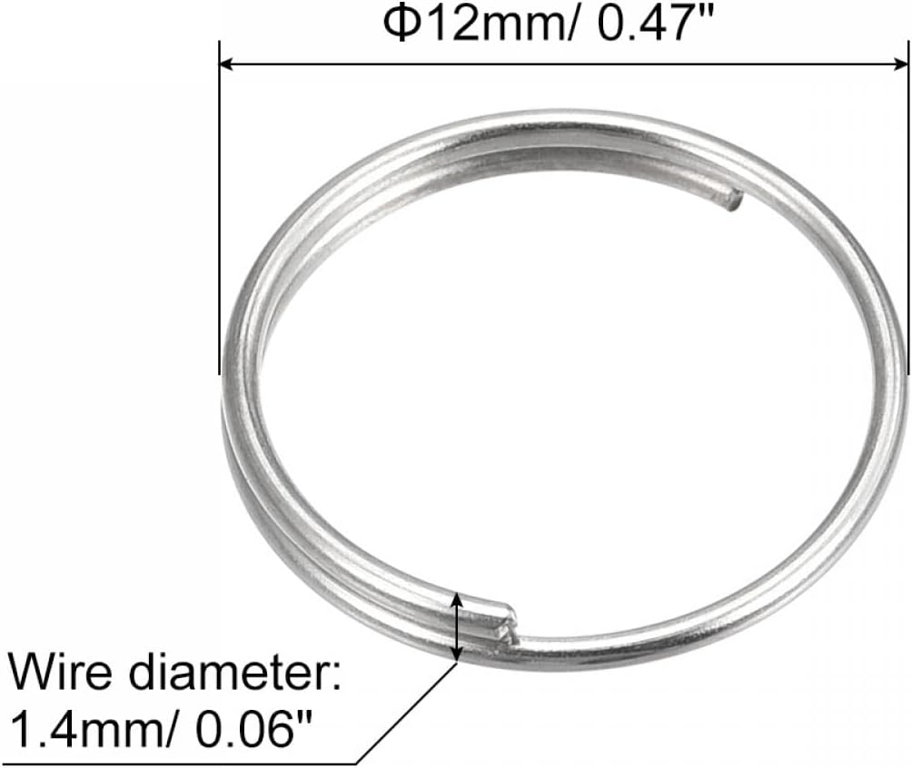 Dobbelt sirkler delte ringe, 14mm små runde nøkkelringdele for DIY håndverk, sølvton 200 stk