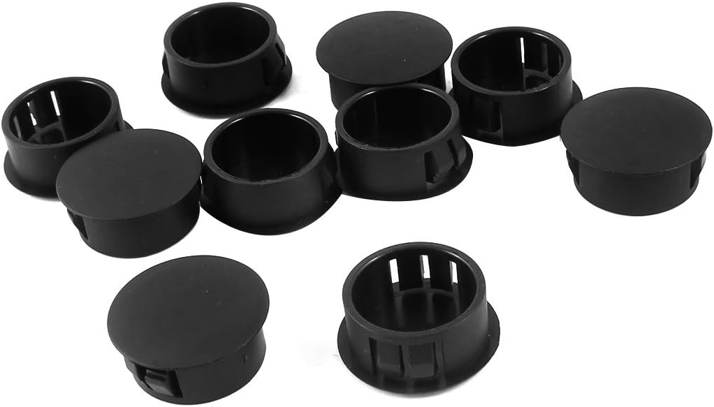 10pcs Black Plastic 22mm Diameter Snap in Type Locking Hole Button Cover 22mm x 26mm x 11mm