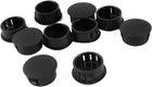 10pcs Black Plastic 22mm Diameter Snap in Type Locking Hole Button Cover 22mm x 26mm x 11mm