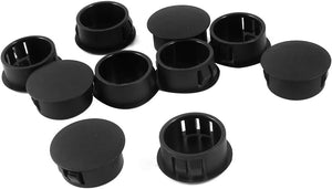 10pcs Black Plastic 22mm Diameter Snap in Type Locking Hole Button Cover 22mm x 26mm x 11mm