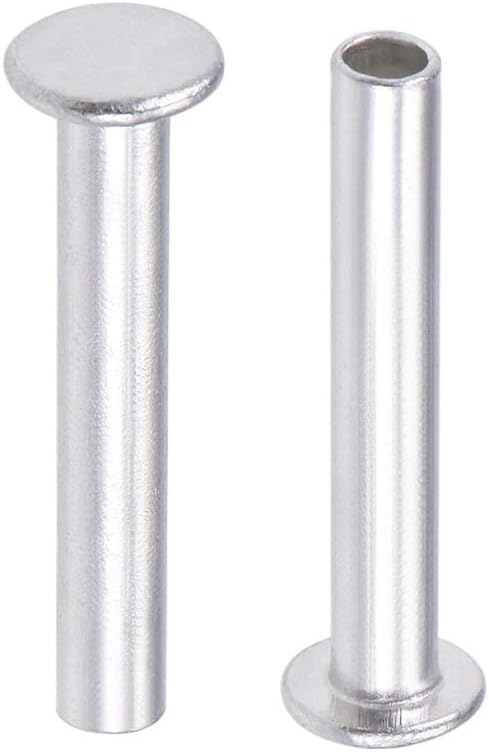 25 Pcs 5mm x 32mm Aluminum Flat Head Semi-Tubular Rivets Silver Tone