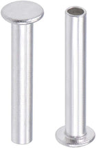 25 Pcs 5mm x 32mm Aluminum Flat Head Semi-Tubular Rivets Silver Tone