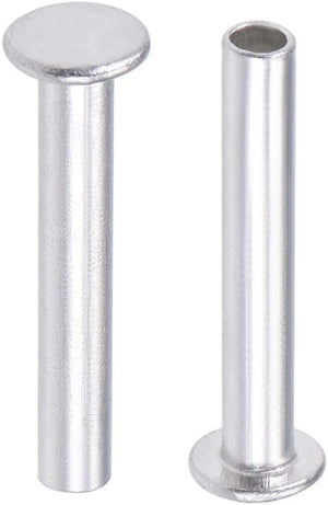 25 Pcs 5mm x 32mm Rivetti piatti in alluminio semi-tubolari testa piatta tono argentato