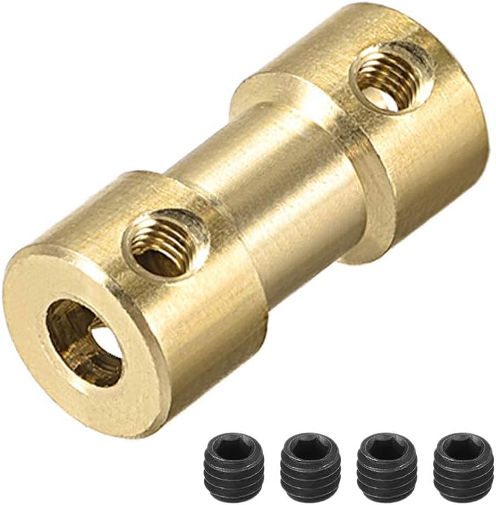 3.17mm to 4mm Bore Rigid Coupling, 20mm Length 9mm Diameter, Copper Shaft Coupler Connector, Brass Tone 4Pcs