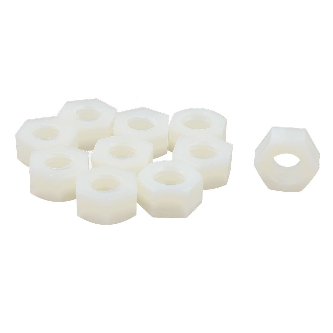10pcs Metric M10 Insert Lock Nylon Full Hex Nuts Plastic Grey White