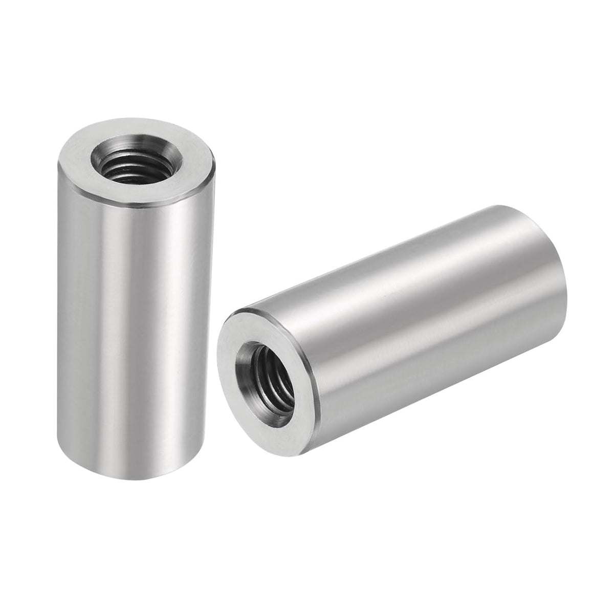 5Pcs M8 Round Connector Nuts, 304 Stainless Steel Coupling Nut 35mm/1.38" Length Sleeve Rod Bar Stud Nut for Bracket, M8x35x16mm