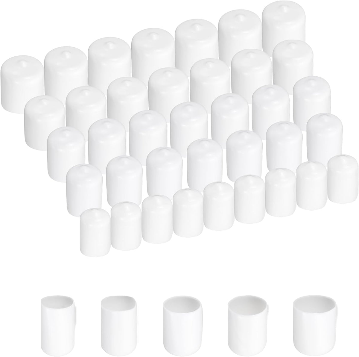 100pcs Round Rubber End Caps Protective Caps 12mm 15mm 18mm 21mm 24mm White Screw Thread Protectors