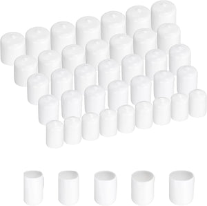 100pcs Round Rubber End Caps Protective Caps 12mm 15mm 18mm 21mm 24mm White Screw Thread Protectors