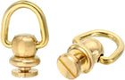 2Pcs Brass Rivets Stud Screw, 13mm Solid Brass D Ring Ball Studs Rivets 360 Rotatable Purse Ball Stud Screw for Purse Belt Handbag, Gold