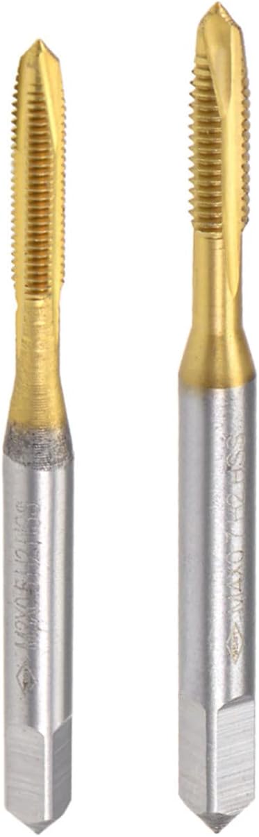 Spiral Point Plug Threading Tap M3 x 0.5, M4 x 0.7 Ground Threads H2, High Speed Steel 6542 Titanium Coated Round Shank with Square End, 4pcs