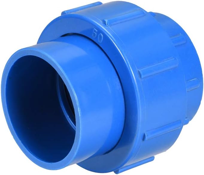50mm X 50mm PVC Pipe Fitting Union Solvent Socket Quick Connector Blue