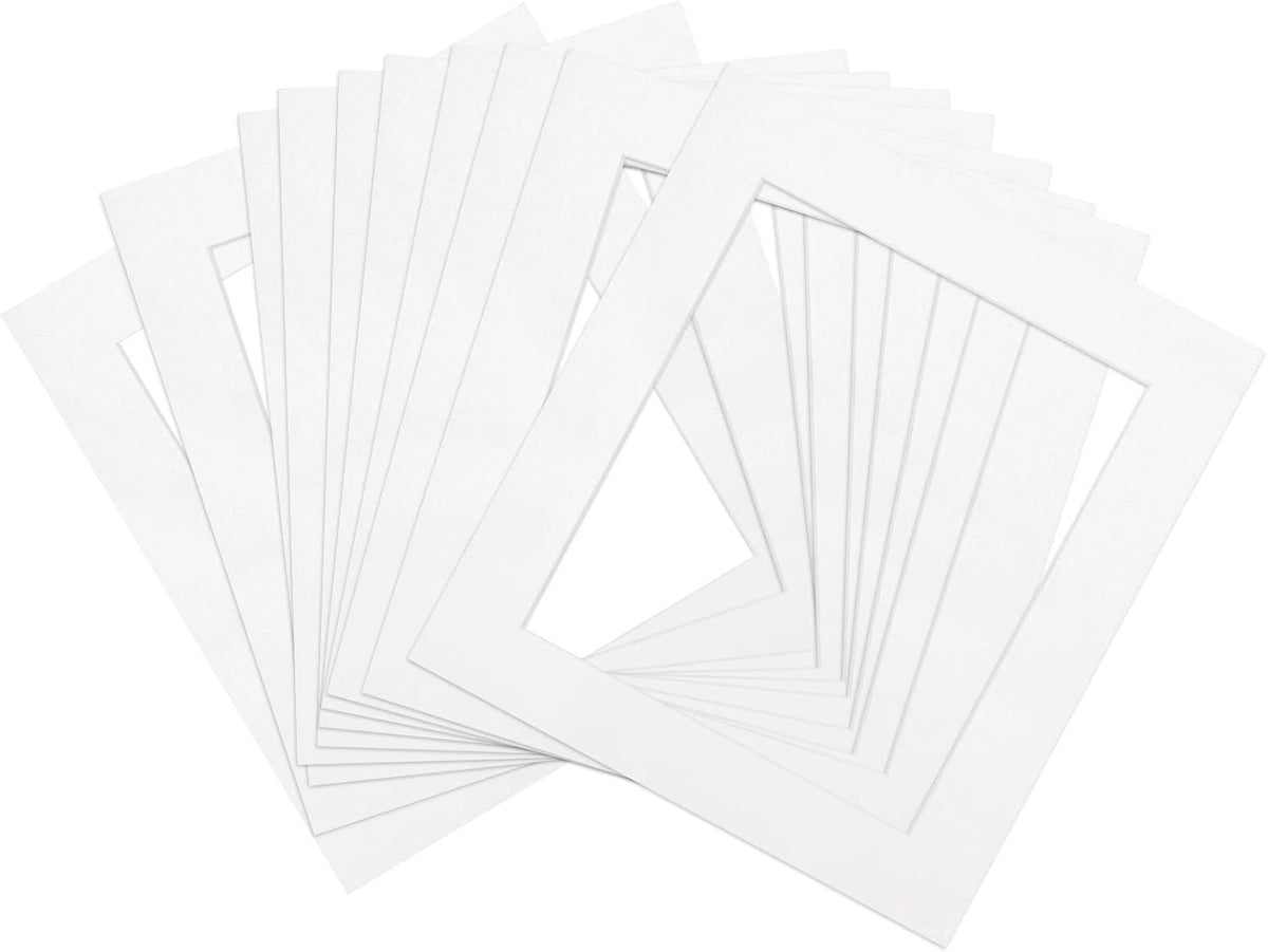 7.9" x 9.8" Picture Mat, Core Bevel Cut Frame Mattes for 6" x 8" Photos Pictures Artwork Painting Display, White 25 Pcs