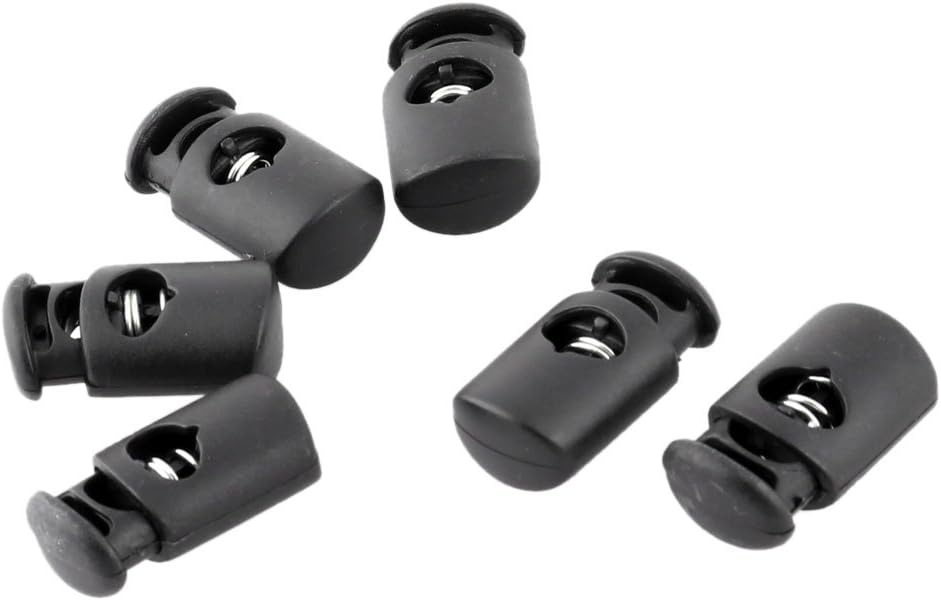 LinkMejor® Plastic Single Hole Spring Loaded Clothes Sliding Cord Lock Stopper 6pcs Black