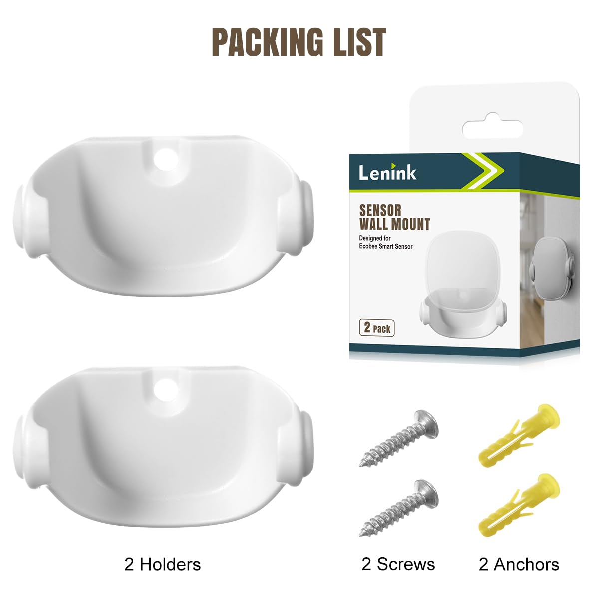 LinkMejor Muurbeugel Compatibel met Ecobee Smart Sensor, 2 Pack Smart Sensor Muurhouder Vervanging Intelligente Robot Model, Niet Geschikt voor 2e Generatie (Wit)