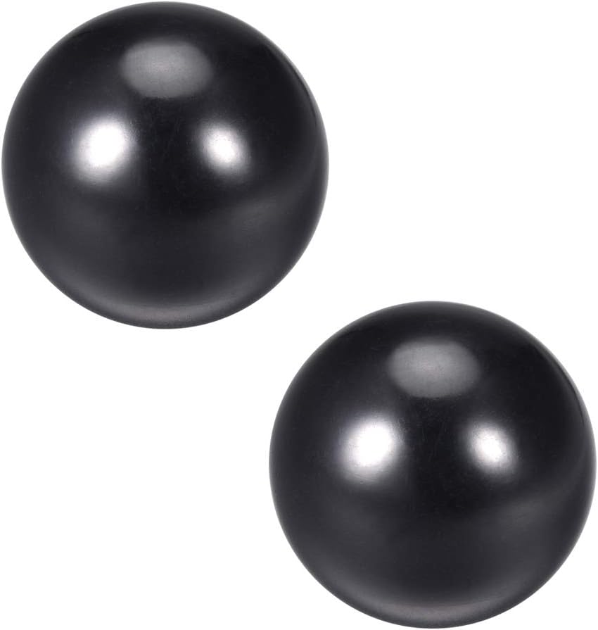 2Pcs Phenolic Plastic Ball Knob M10 Female Threaded Machine Handle 32mm Diameter Smooth Rim Black
