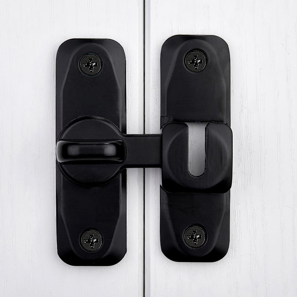 Black Barn Door Latches,90/180 Degree Gate Lock_B